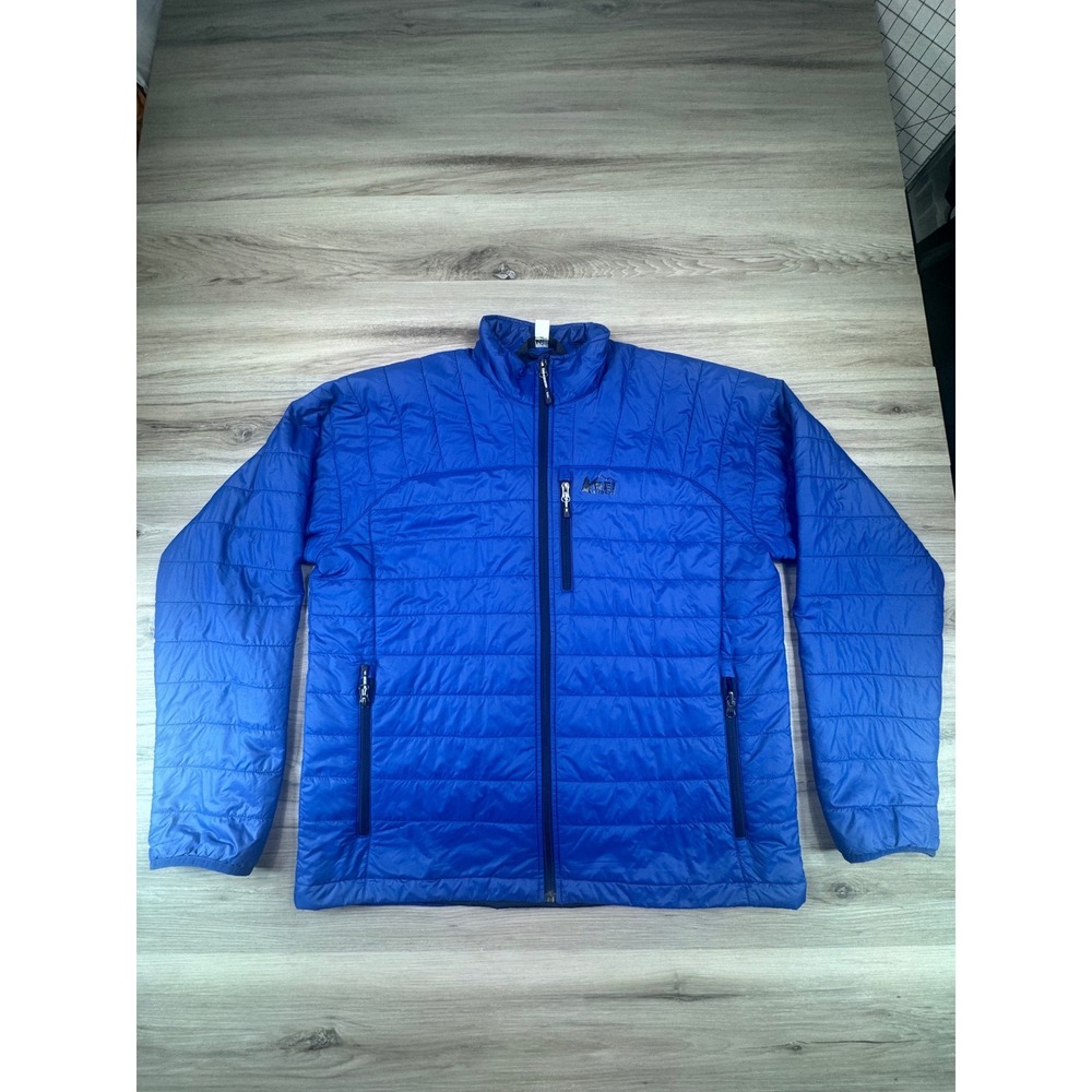 REI‎ Co-op Mens XL Puffer Jacket Blue Full Zip Insulated 148726 Gorpcore Hiking